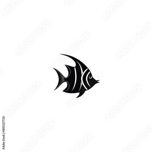 Elegant tropical angelfish silhouette tribal style vector