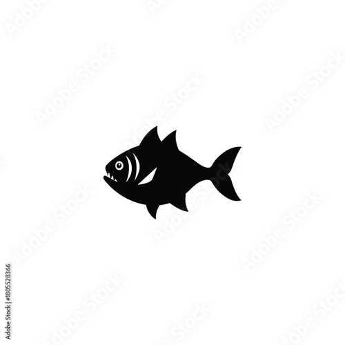 Strong aggressive fish icon jagged teeth intimidating aquatic creature graphic vector