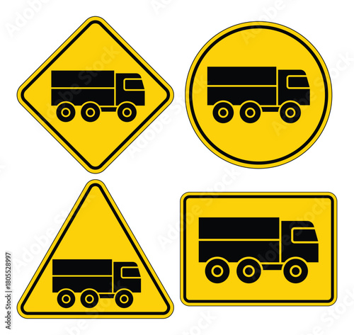 Truck Warning Signs in Various Shapes and Formats for Road Safety
