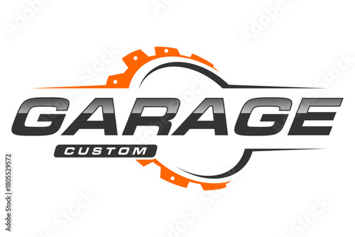 Garage Custom Logo Design with Gear and Modern Typography.