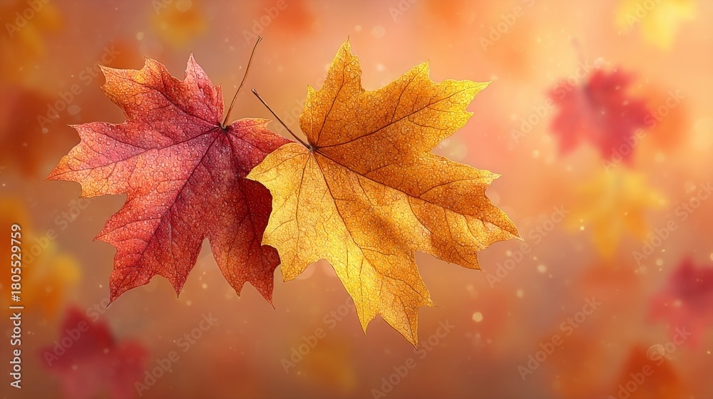 Fototapeta premium Maple symphony: embrace the colors of fall. Poster illustration.