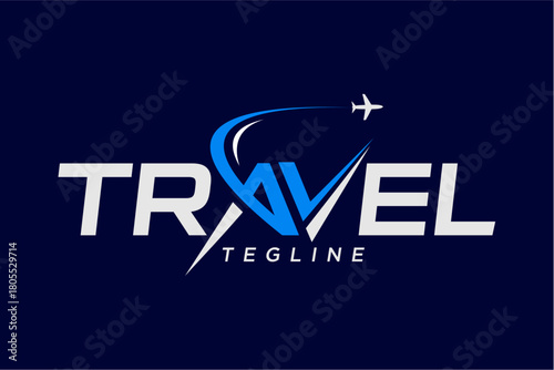 Modern travel logo design with a stylized airplane icon.