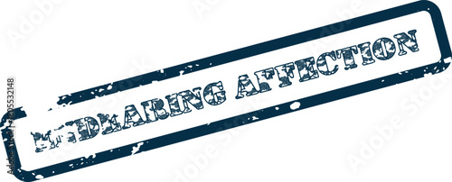 A vintage style dark blue stamp with the word Endearing Affection making a meaningful statement