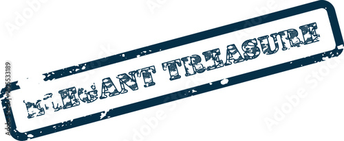 Classic distressed rubber stamp impression featuring Elegant Treasure phrase for cherished item labels