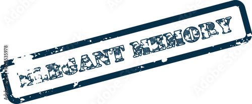 An Elegant Memory rubber stamp design with a textured blue ink impression