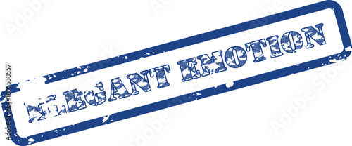 Elegant Emotion Text on a Distressed Blue Rectangular Rubber Stamp Asset