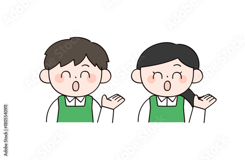 スーパーの店員イメージの男女イラスト