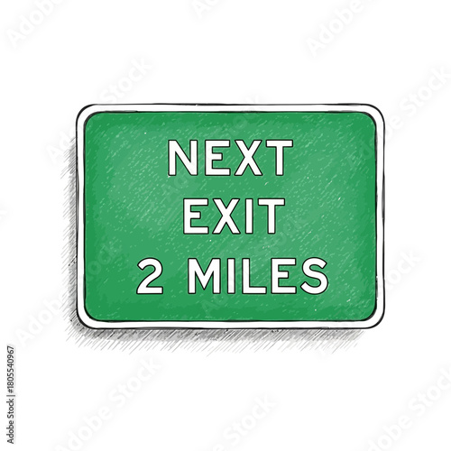 Stylized Next Exit Sign for Transportation and Route Illustrations