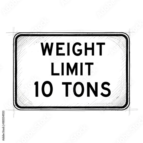 Weight Restriction Advisory Sign, Illustrative Style with Sketchy Detailing