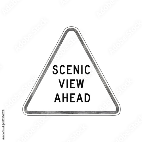 Roadside reminder: anticipating a scenic view on the upcoming journey