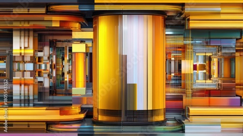 Fototapeta Naklejka Na Ścianę i Meble -  Abstract digital artwork geometric forms and structures with glowing elements