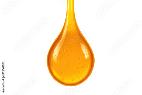 Dripping golden honey drop with transparent background