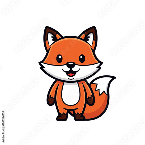 Cute cartoon fox character with orange and white fur
