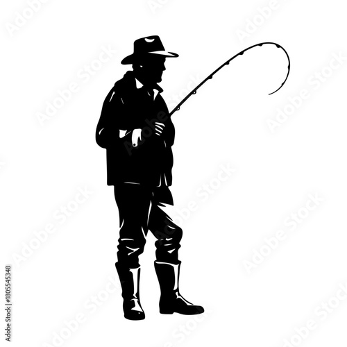 silhouette of a fisherman 