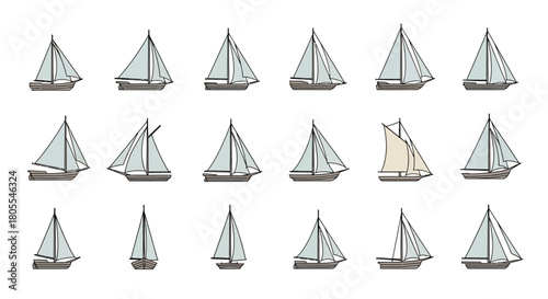 Diagram of various sailing rig types, including sloop, cutter, yawl, ketch, and schooner.