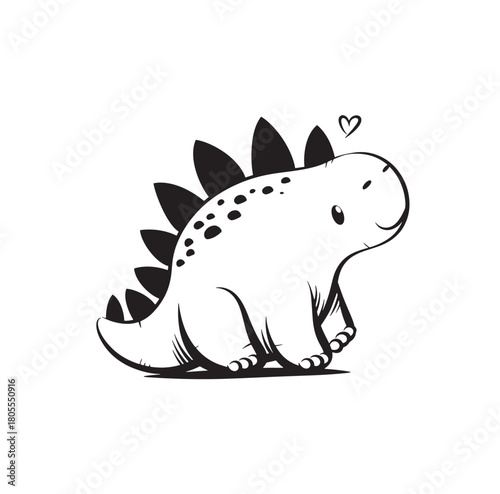 cute dino silhouette vector illustration 