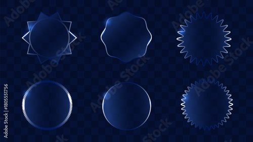 Glassmorphism Design Transparent Glass UI Trend. Element showcasing clarity shiny effect and blur Ideal for web design marketing and digital interfaces. Vector illustration.