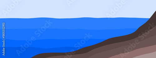 Flat design lakeside cross section. Soil and water	
