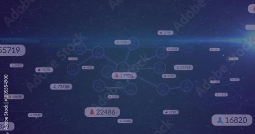 Displaying central bright cluster linking nodes on dashboard, with pill tags, icons, light flare