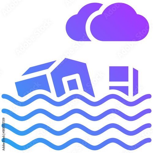 Floods icon for business risk, website, application, printing, document, poster design, etc