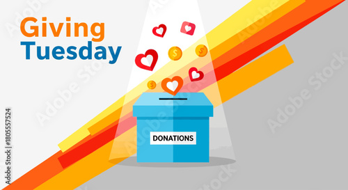 Donation Box Spotlight Poster. Giving Tuesday Flat Design