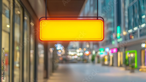 Glowing neon sign shopping street urban night empty illuminated modern colorful