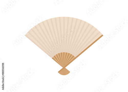 Paper hand fan. Simple flat illustration.
