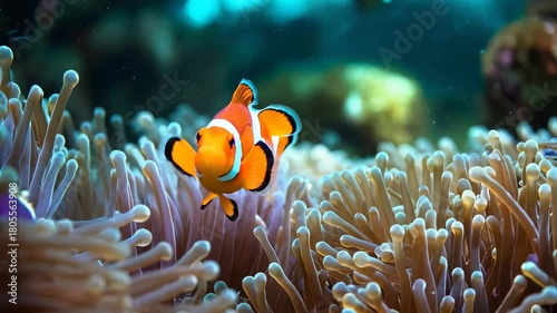 イソギンチャクとクマノミ、海と魚の動画