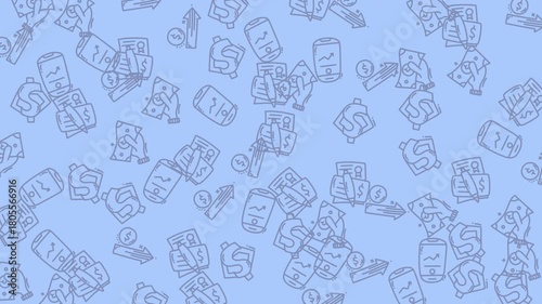 Hand-drawn money and finance symbols in a looping background animation