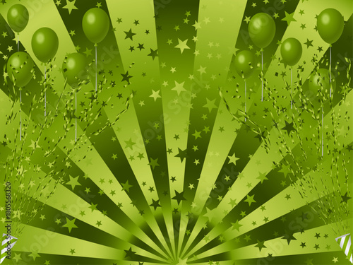 クラッカー、風船、星、4黄緑