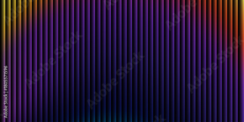 Glass ripple texture with dark gradient background and vivid orange, blue, and lilac light streaks. Futuristic distortion, moody abstract glow, reeded vertical blur. Vector illustration