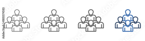 
Outline icon sheet team leader with a design of four people having a discussion