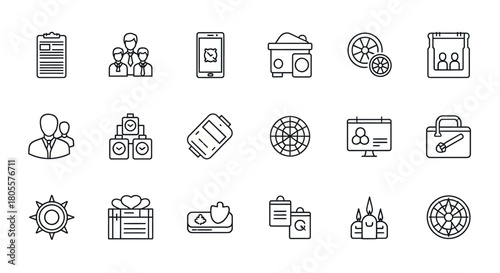 Collection of Business and Office Related Icons in Outline Style. Vector Illustrations. EPS Editable