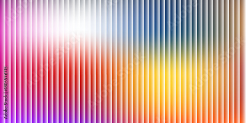 Glass ripple texture with dark gradient background and vivid orange, blue, and lilac light streaks. Futuristic distortion, moody abstract glow, reeded vertical blur. Vector illustration
