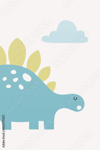 Cute scandinavian dinosaur nursery room wall art decor