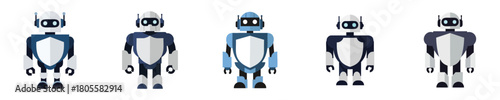 Robot Armor Vector Set Futuristic Shieldbot Illustration