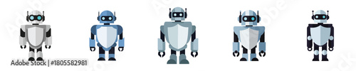 Robot Shield Armor Defender Vector Set
