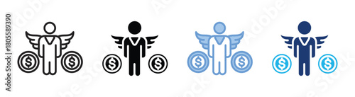 Angel investor icon set multiple style collection