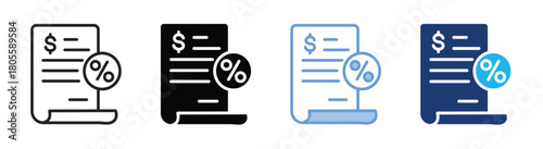 Taxes icon set multiple style collection