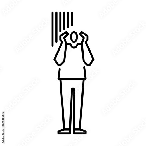 paranoid gesture outline icon. anxiety illustration.