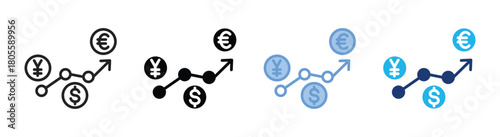 Forex icon set multiple style collection