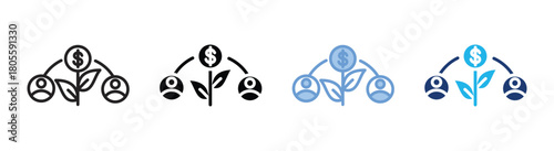 Mutual fund icon set multiple style collection