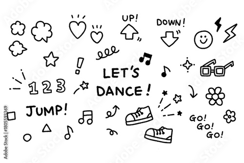 ダンス 手描き アイコン イラスト セット デザイン素材