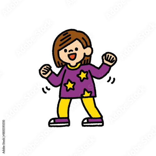 子供 ダンス リズム ポーズ 手描き イラスト