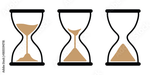 Hourglass Sand Timer Vector Set. Time Passing Hourglass Illustration Pack