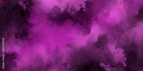 Dark abstract background with Purple grunge effect background. Purple velvet grunge texture fantasy smooth watercolor painted art design. Dark elegant Royal purple shades aquarelle paint