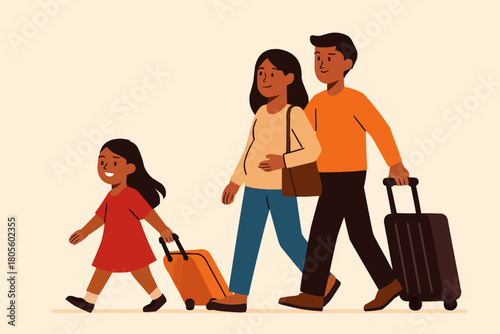 Migrant Family Journey Illustration