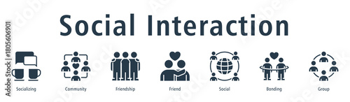 Social Interaction web banner icon vector illustration concept with icon of socializing, community, friendship, friend, social, bonding, and group.