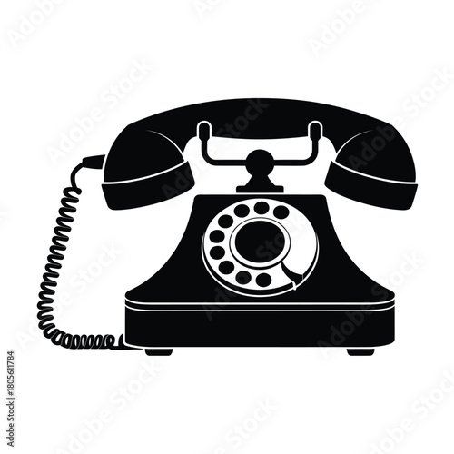 Classic black rotary dial telephone silhouette
