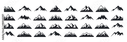Mountains icon vector hike and travel illustration camping symbol design